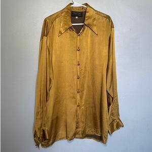 Men's Size S 70s Vintage United Garment Group James Lord Gold Button Up Disco